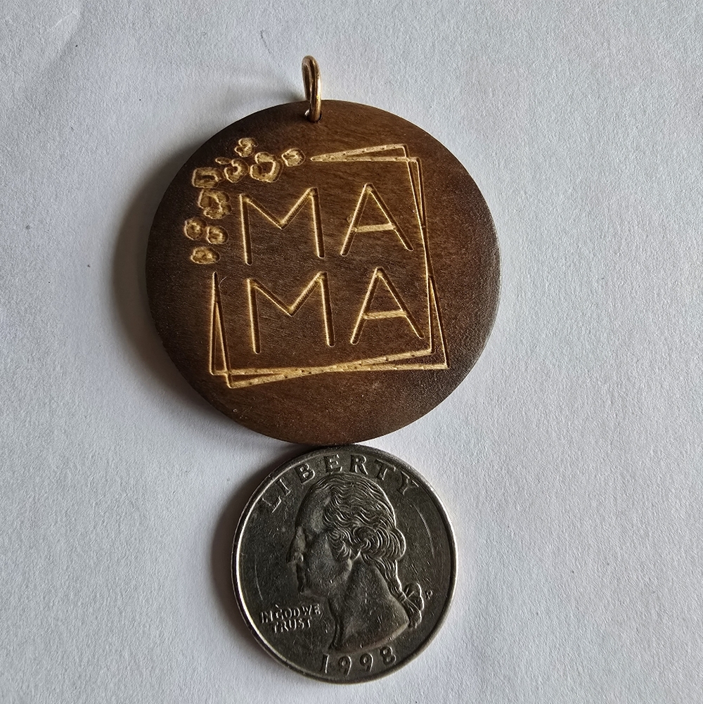 Mama pendant brown wood Ma Ma mom mommy mother - Picture 6 of 7